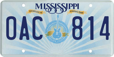 MS license plate OAC814