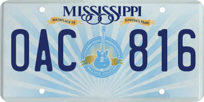 MS license plate OAC816