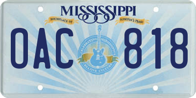 MS license plate OAC818