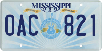 MS license plate OAC821