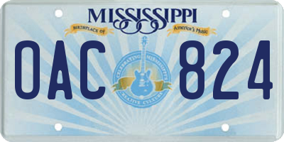 MS license plate OAC824