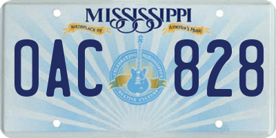 MS license plate OAC828