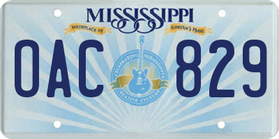MS license plate OAC829