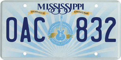 MS license plate OAC832