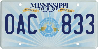 MS license plate OAC833