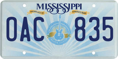 MS license plate OAC835