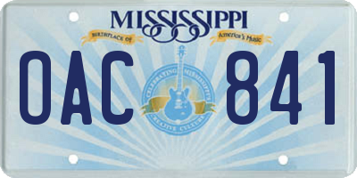 MS license plate OAC841