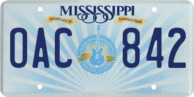 MS license plate OAC842