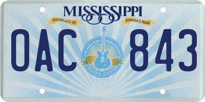MS license plate OAC843