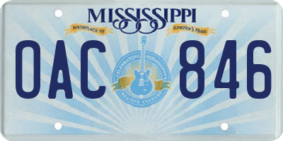 MS license plate OAC846