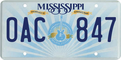 MS license plate OAC847