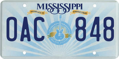 MS license plate OAC848
