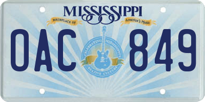 MS license plate OAC849