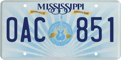 MS license plate OAC851
