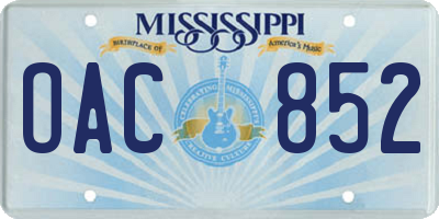 MS license plate OAC852