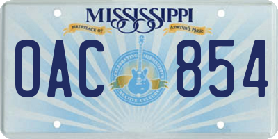 MS license plate OAC854