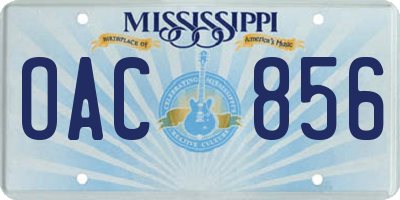 MS license plate OAC856