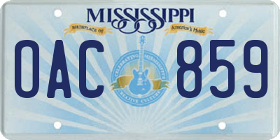 MS license plate OAC859