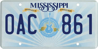MS license plate OAC861