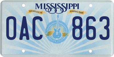 MS license plate OAC863
