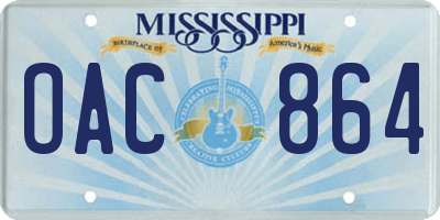 MS license plate OAC864