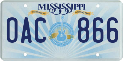 MS license plate OAC866