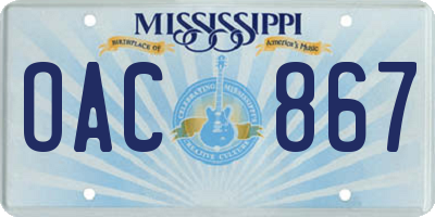 MS license plate OAC867