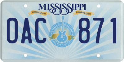 MS license plate OAC871