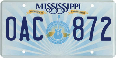MS license plate OAC872