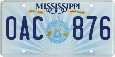 MS license plate OAC876
