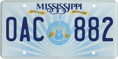 MS license plate OAC882