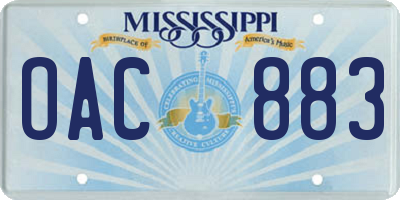 MS license plate OAC883