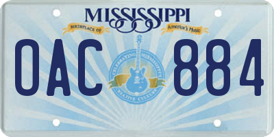 MS license plate OAC884