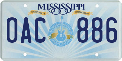 MS license plate OAC886