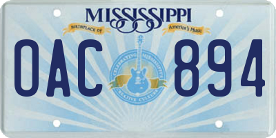 MS license plate OAC894