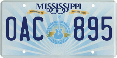 MS license plate OAC895