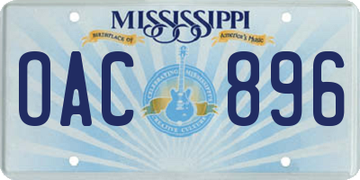 MS license plate OAC896