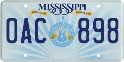 MS license plate OAC898