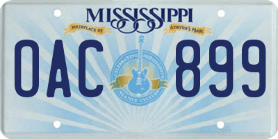 MS license plate OAC899