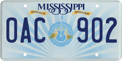 MS license plate OAC902