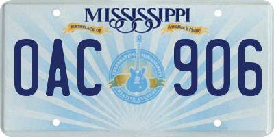 MS license plate OAC906
