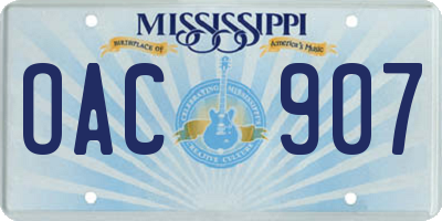 MS license plate OAC907