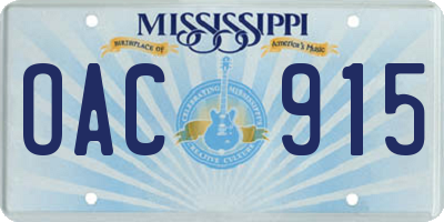 MS license plate OAC915