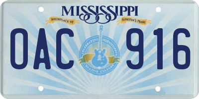 MS license plate OAC916