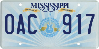 MS license plate OAC917