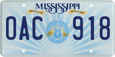 MS license plate OAC918