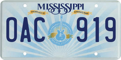 MS license plate OAC919