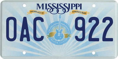 MS license plate OAC922