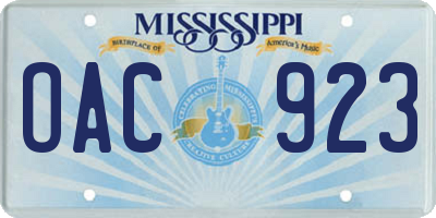 MS license plate OAC923
