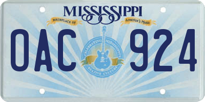 MS license plate OAC924